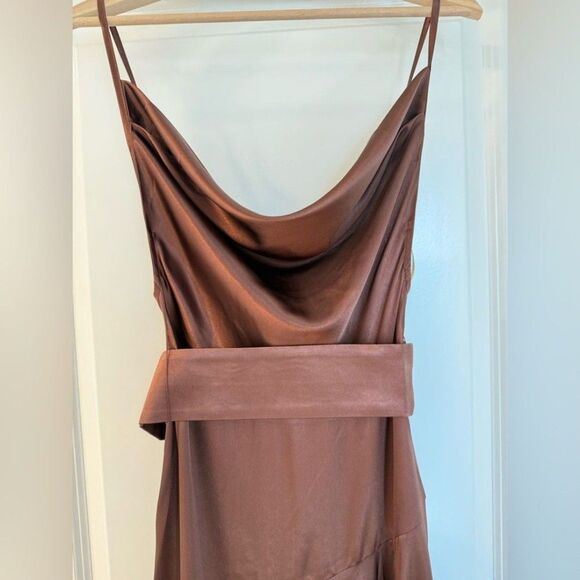 NEW BRINX AND BANCO Leo ChocolateBrown Silk-Blend Maxi Dress, size S - Picture 8 of 12